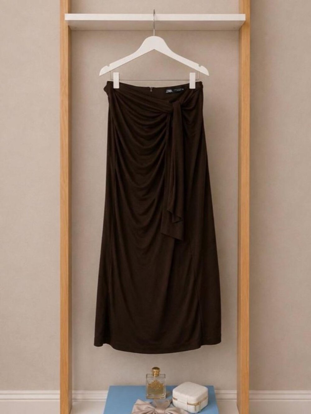 ZARA Olive Green midi skirt